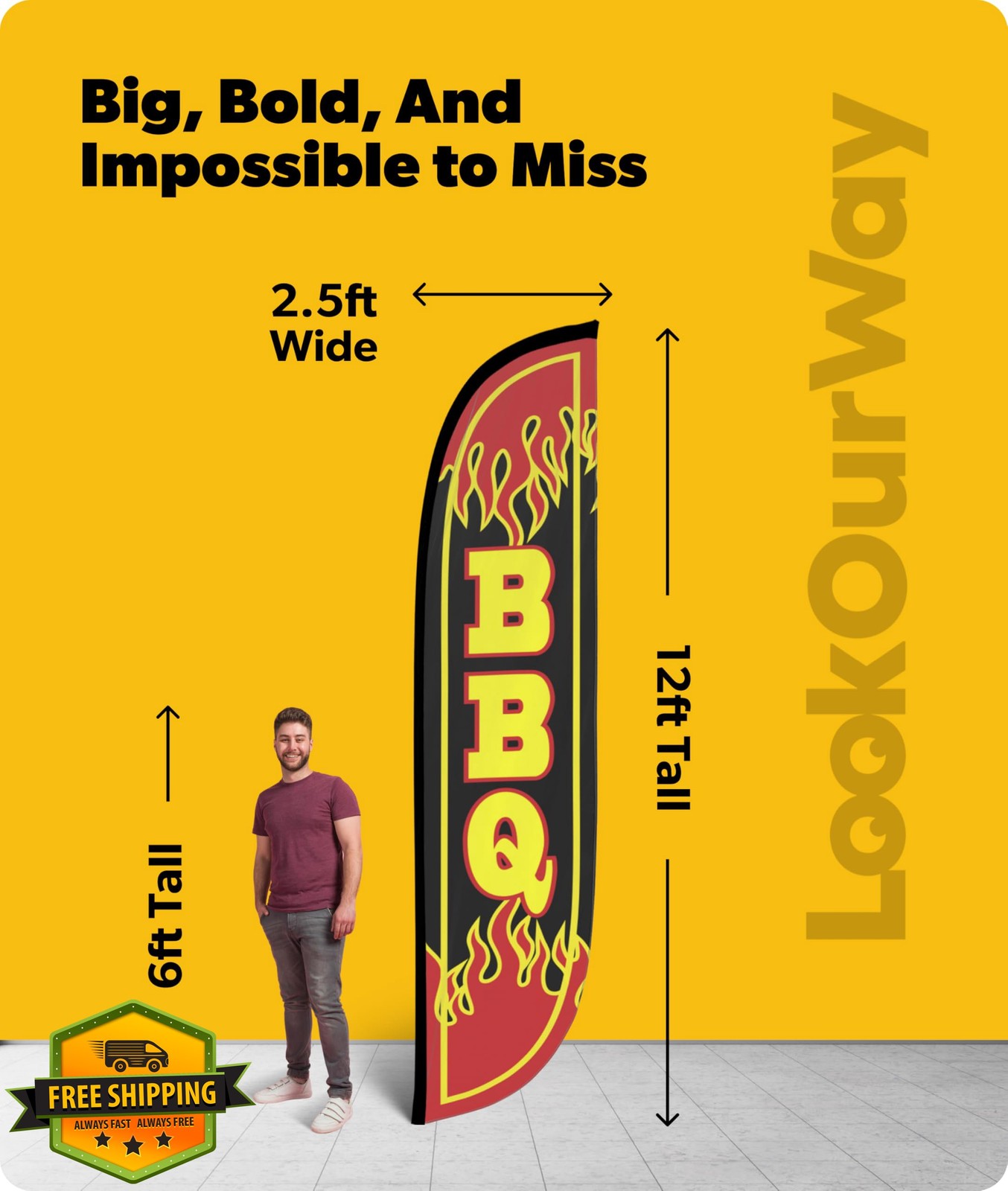 LookOurWay feather flag BBQ