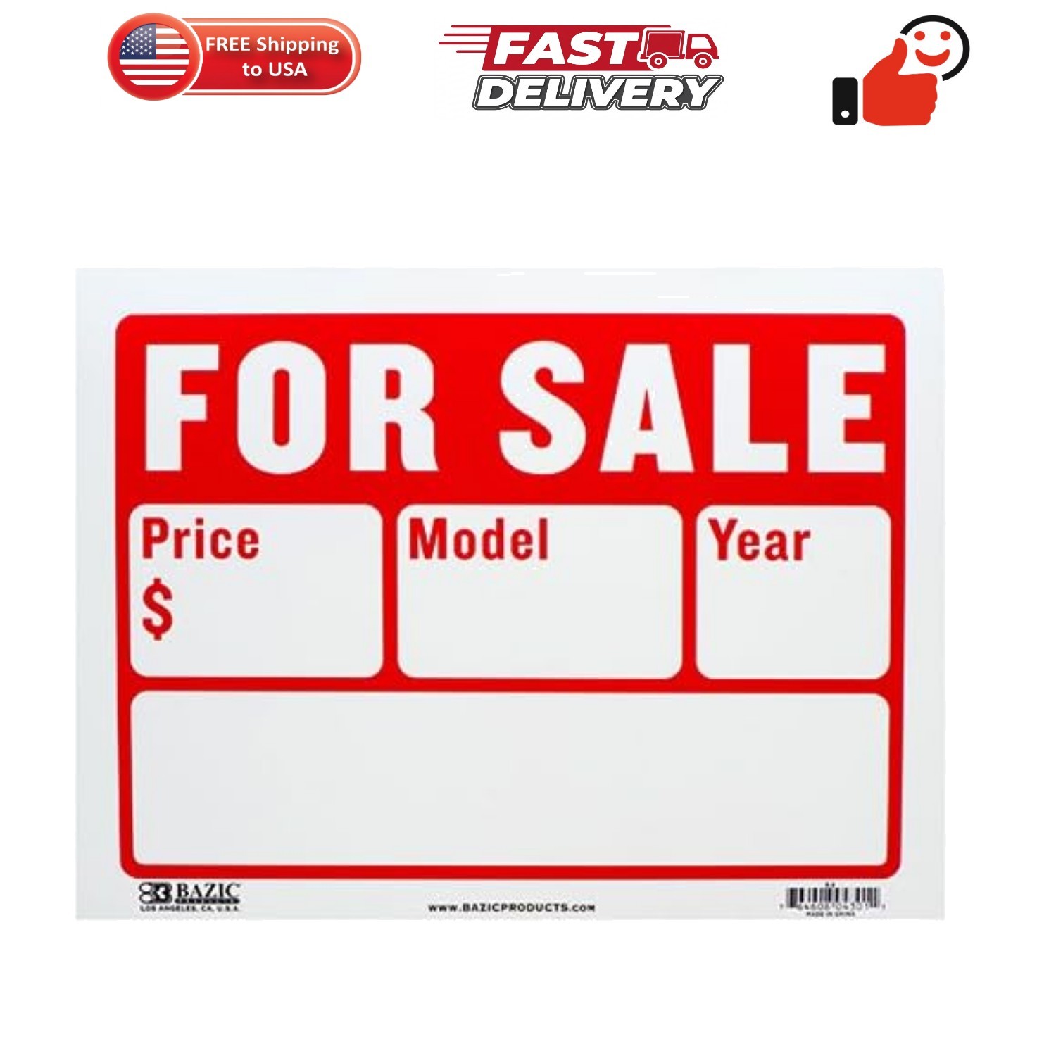 Plastic »for Sale » Sign Board Size: 9&Prime; x 12&Prime;, 2 Lines, Pack of 2 Retail Store/…