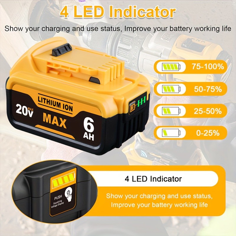 20V 20 Volt Max 6.0AH Lithium Ion Battery For DeWalt DCB206-2 DCB205-2 DCB200-2