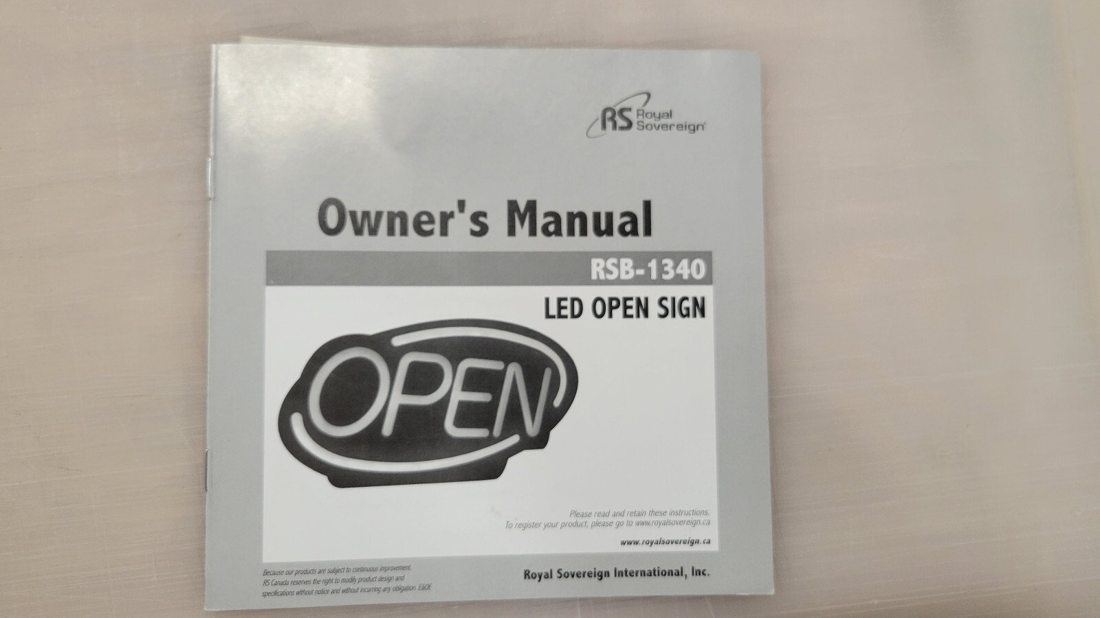 NIB – ROYAL SOVEREIGN RSB-1340E LED OPEN SIGN – Solid or Flashing – 12&Prime; x 24&Prime;