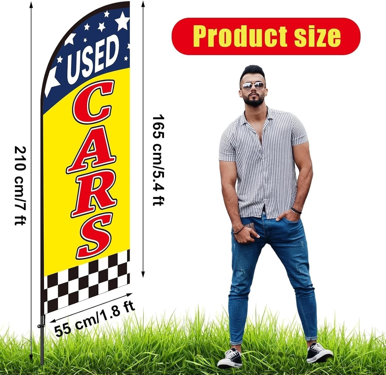 3 Pcs Used Cars Flag 7 x 5.4 ft Car Auto Dealer Swooper Feather Flags Kits Se…