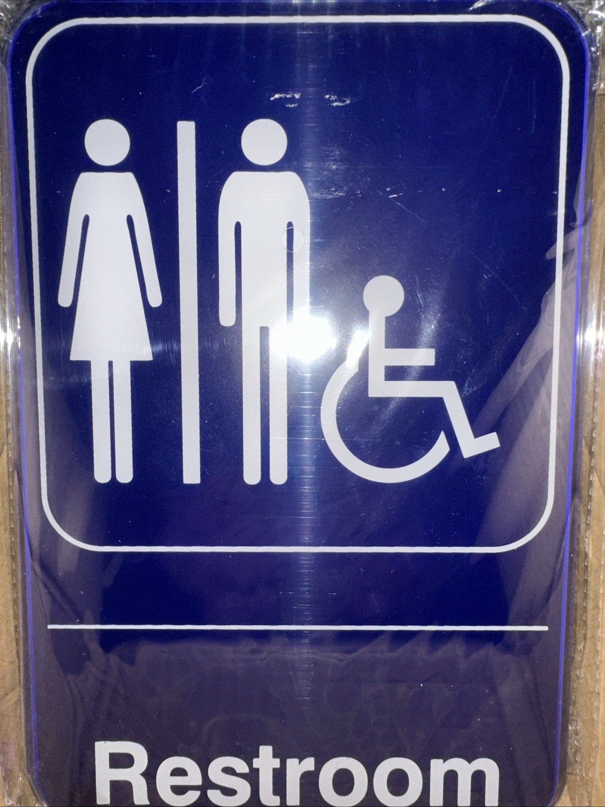 Lot Of 12 ADA Handicap Accessible Women & Men Restroom Sign, 9&Prime; x 6&Prime; Blue
