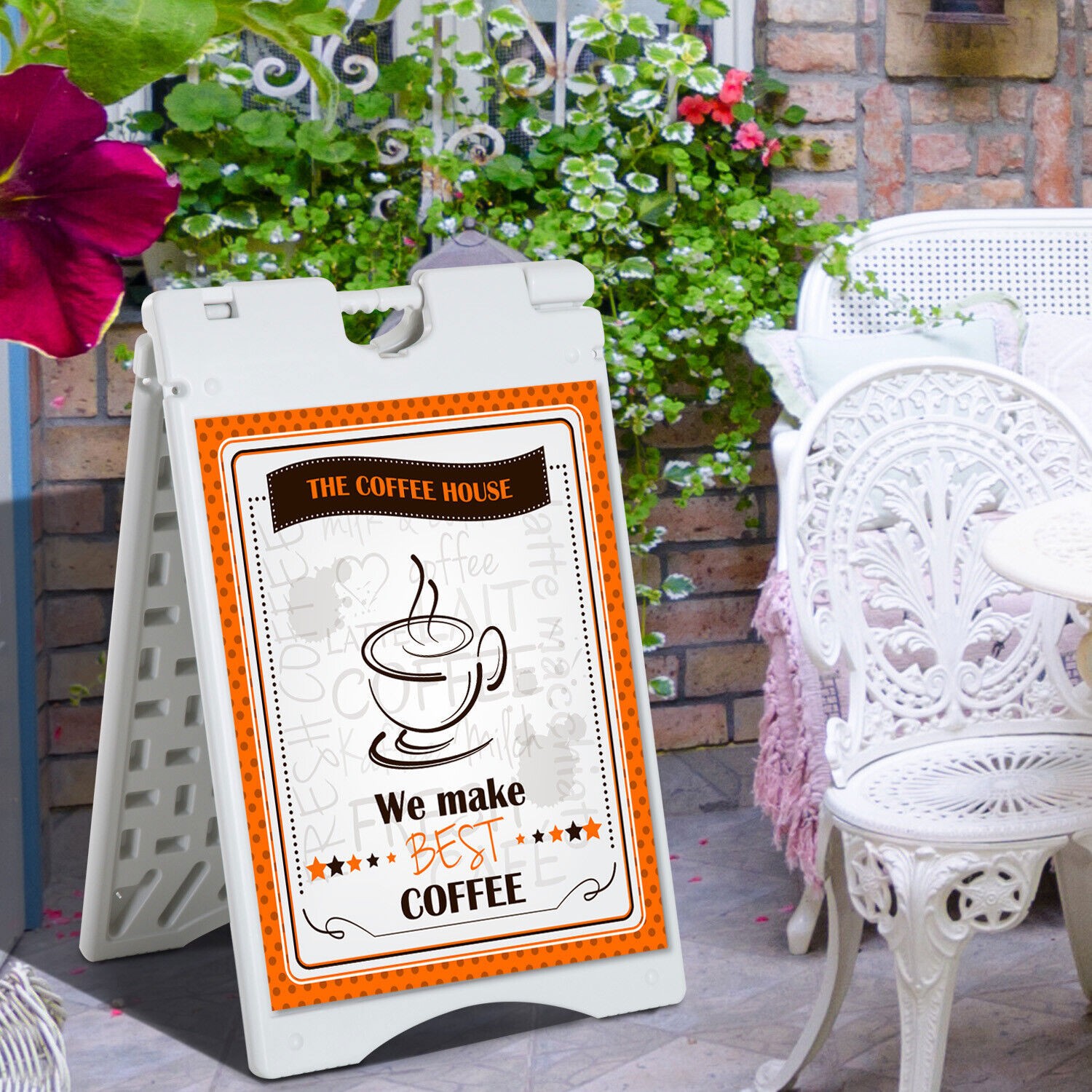 22×28&Prime; Plastic Folding A-Frame Sandwich Sidewalk Sign Outdoor Advertising Board