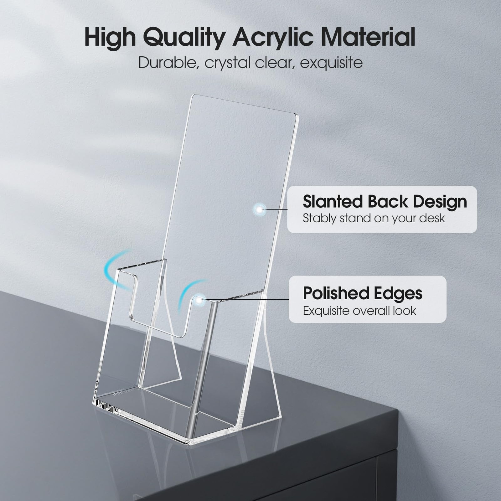 MaxGear Acrylic Brochure Holder 4 Inch, Clear Plastic 4 »x9 », clear