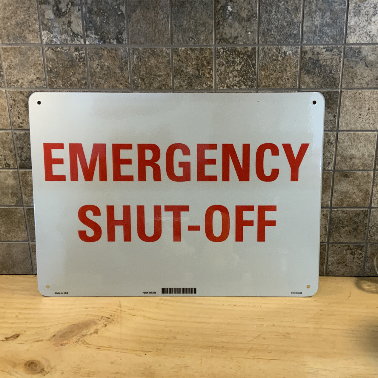 Rigid Aluminum “Emergency Shut-Off” Sign With Mountable Holes