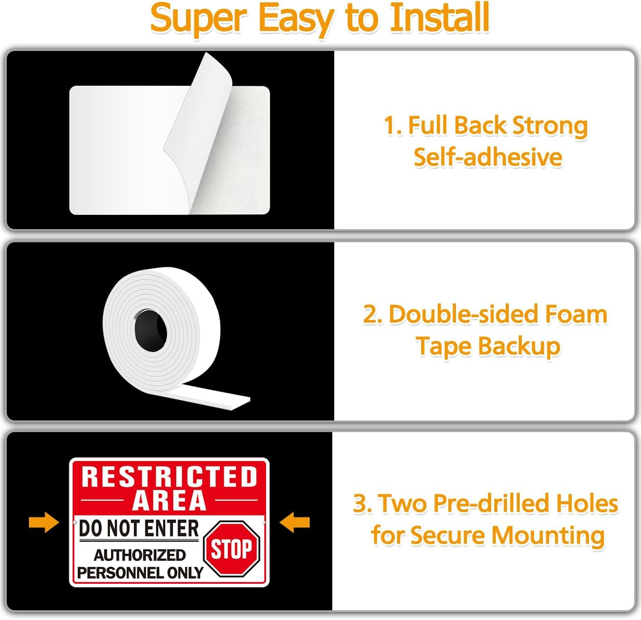 Do Not Enter Signs, Self Adhesive Authorized Personnel Only Sign, (2 Pack) Restr