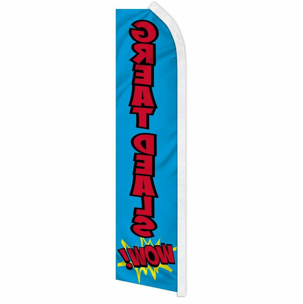 « GREAT DEALS WOW! » advertising super flag swooper banner business sign sale