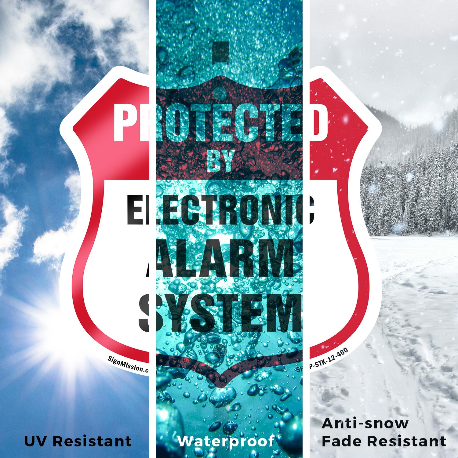 Security Alarm Shield Sign Protected By Electronic Alarm Shield Sign With Stake