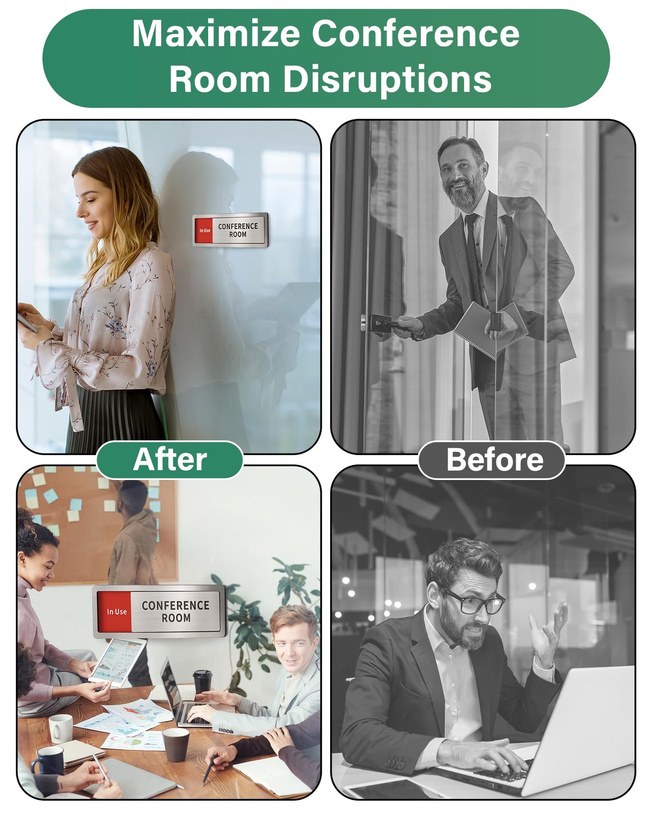 Conference Room Office Door Signs Do Not Disturb, In Use/Available Slider Sig…