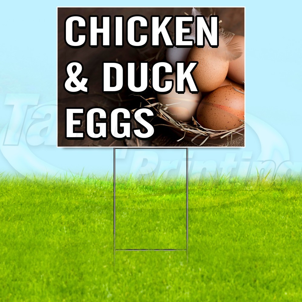 CHICKEN & DUCK EGGS 18×24 Yard Sign Plastic Corrugated WITH STAKE USA YS07889