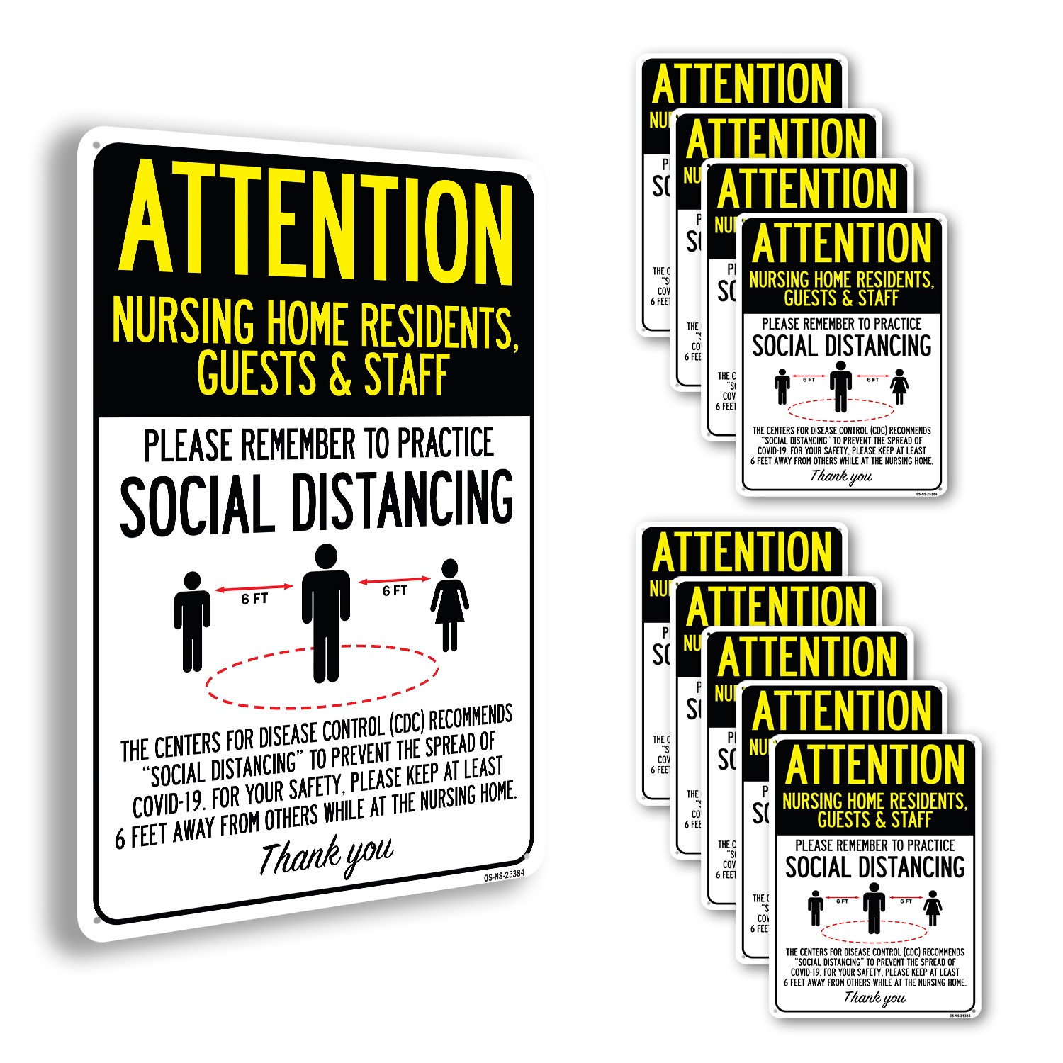 Nursing Home Residents Guests Staff Social Distancing Public Safety 5/10 Pack