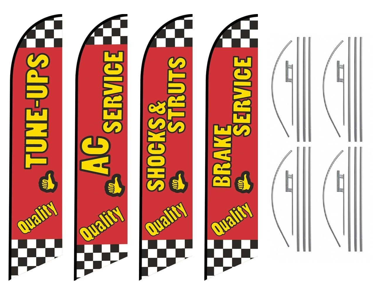 Auto Repair Shop Promotional Package of Four Replacement Feather Flag, No…