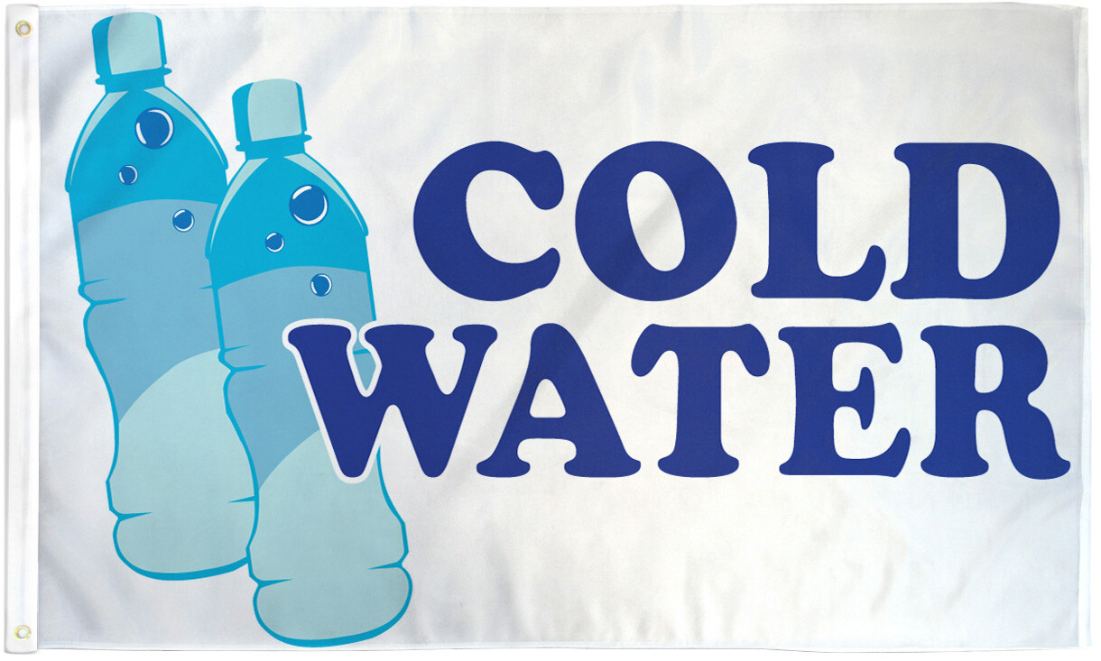 Cold Water Flag 3x5ft Water Banner Sign Bandera de Agua Drinks Concessions Flag