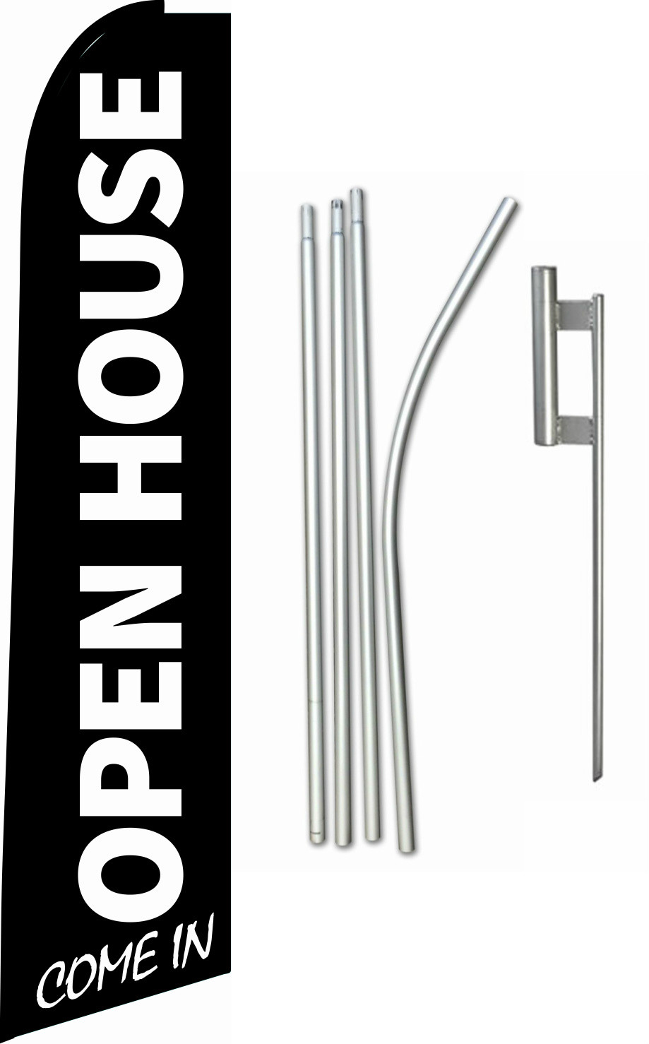 Swooper Feather Tall Flag Kit 15ft Real Estate « Open House » with Spike and Pole