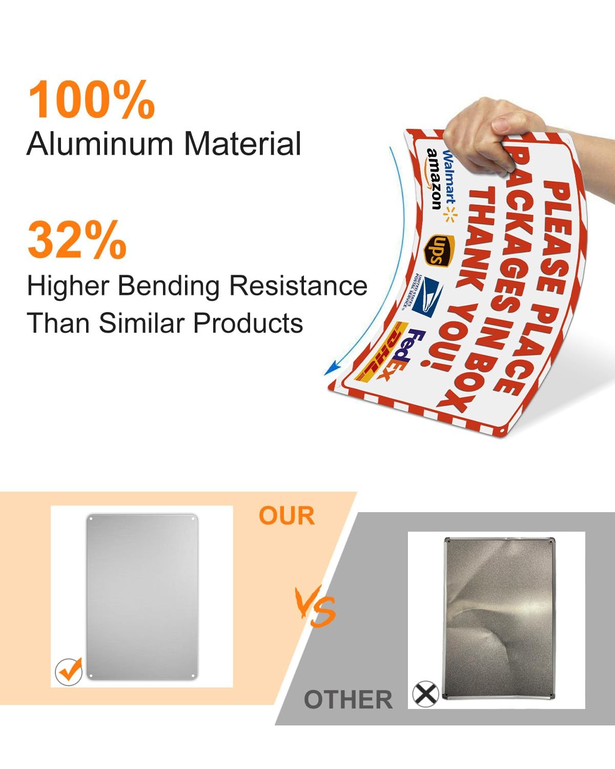 8×12 Inch Rust-Free Aluminum Package Delivery Sign for Outdoor Use – Please P…