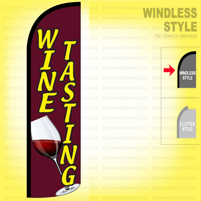 WINE TASTING – Windless Swooper Flag 3×11.5 ft Feather Banner Sign rq
