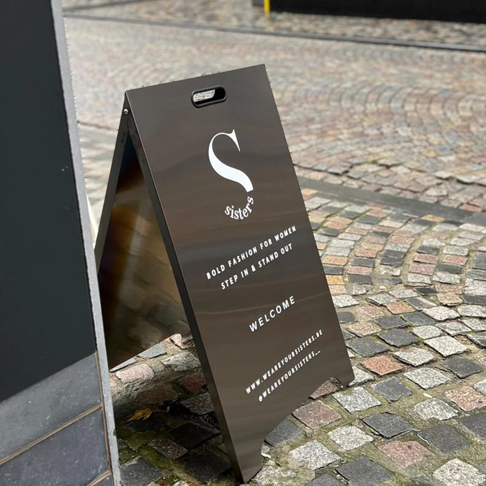 Metal A-Frame Sidewalk Sign Frame Sign Pavement Sign for Cafes Barbershop
