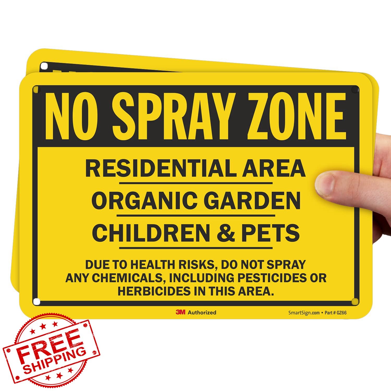 SmartSign 7×10&Prime; No Spray Zone Organic Garden HDPE Plastic Sign 2-Pack