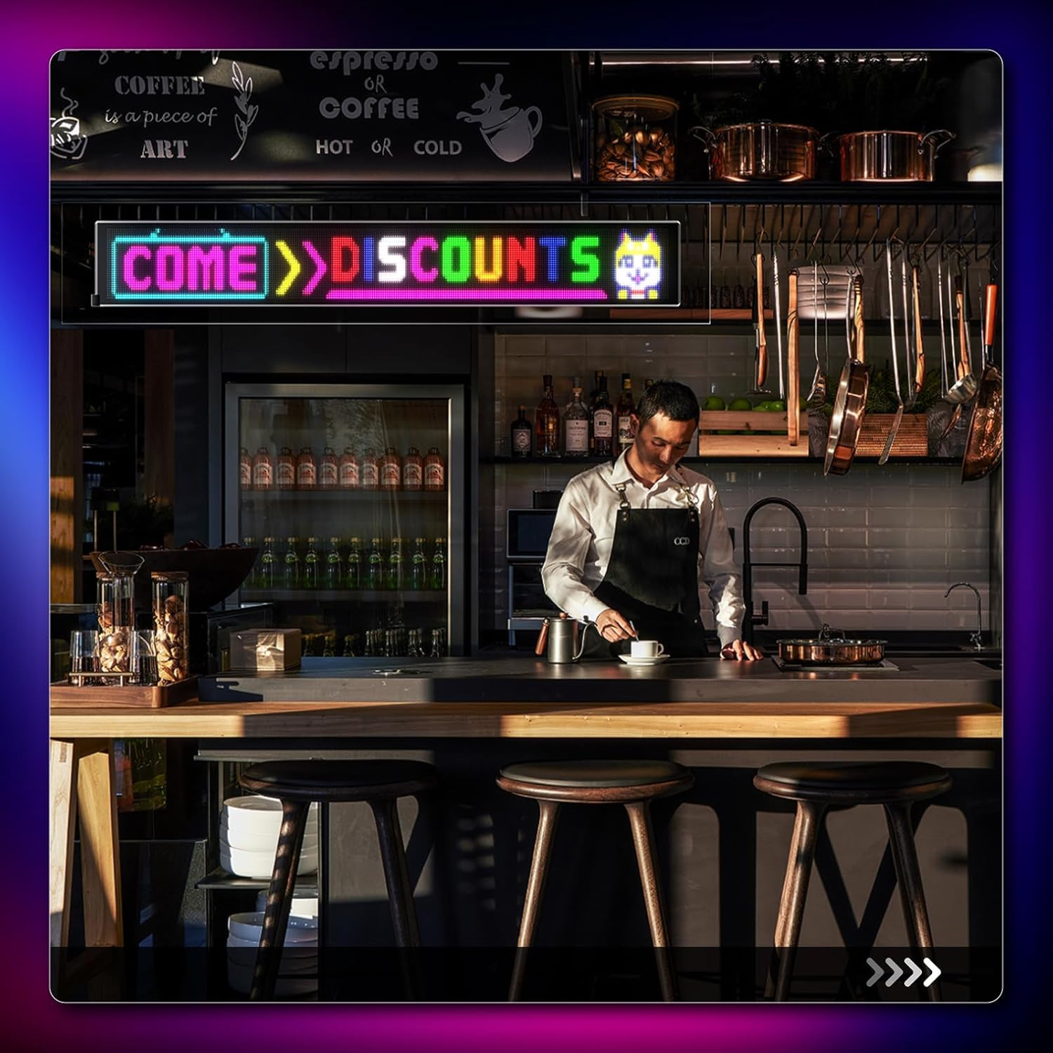 Large Programmable LED Sign for Retail – Bluetooth App, 37&Prime;x8&Prime; Display
