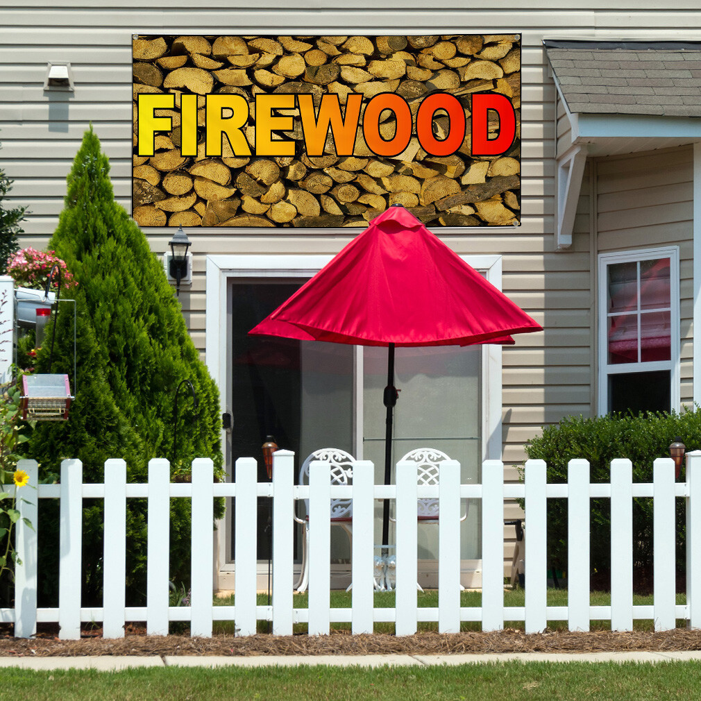 Vinyl Banner Multiple Sizes Firewood Business Weatherproof Industrial Yard Signs