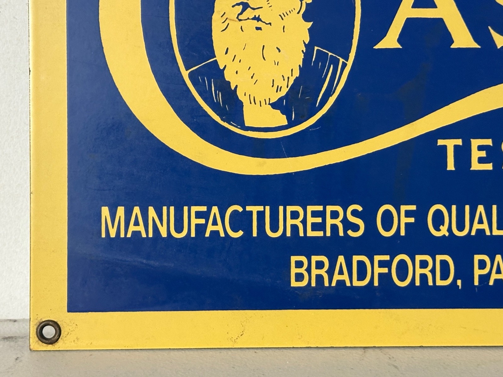 Case Knives Advertising Sign Bradford Pa. 15&Prime; x 10.75&Prime; Large Blue and Yellow
