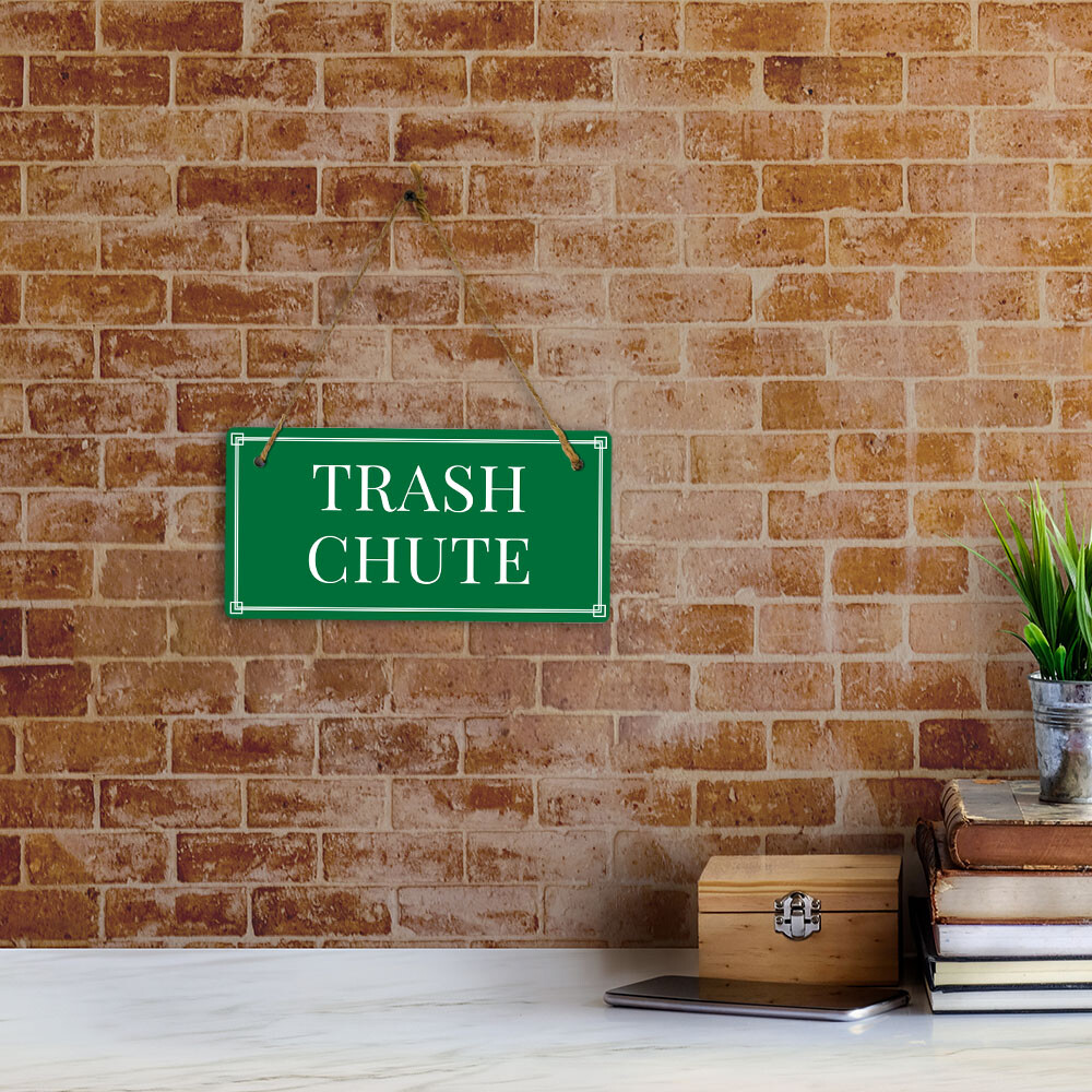 Trash Chute 5×10 Hanging Plus Wall or Door Sign | Home & Office Decor