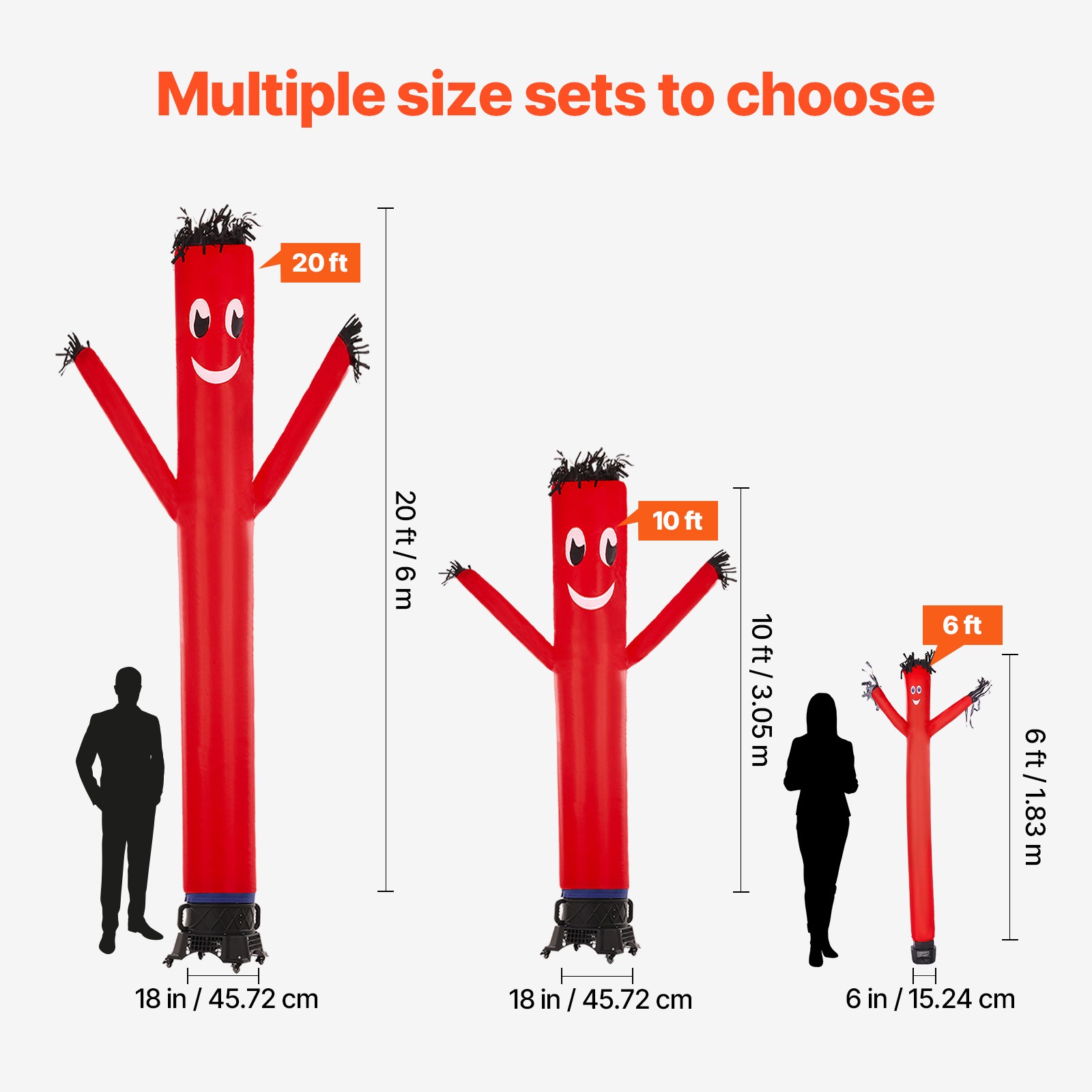 Uimoso 10 ft Wacky Waving Inflatable Tube Man with 9/10 HP Blower Fan