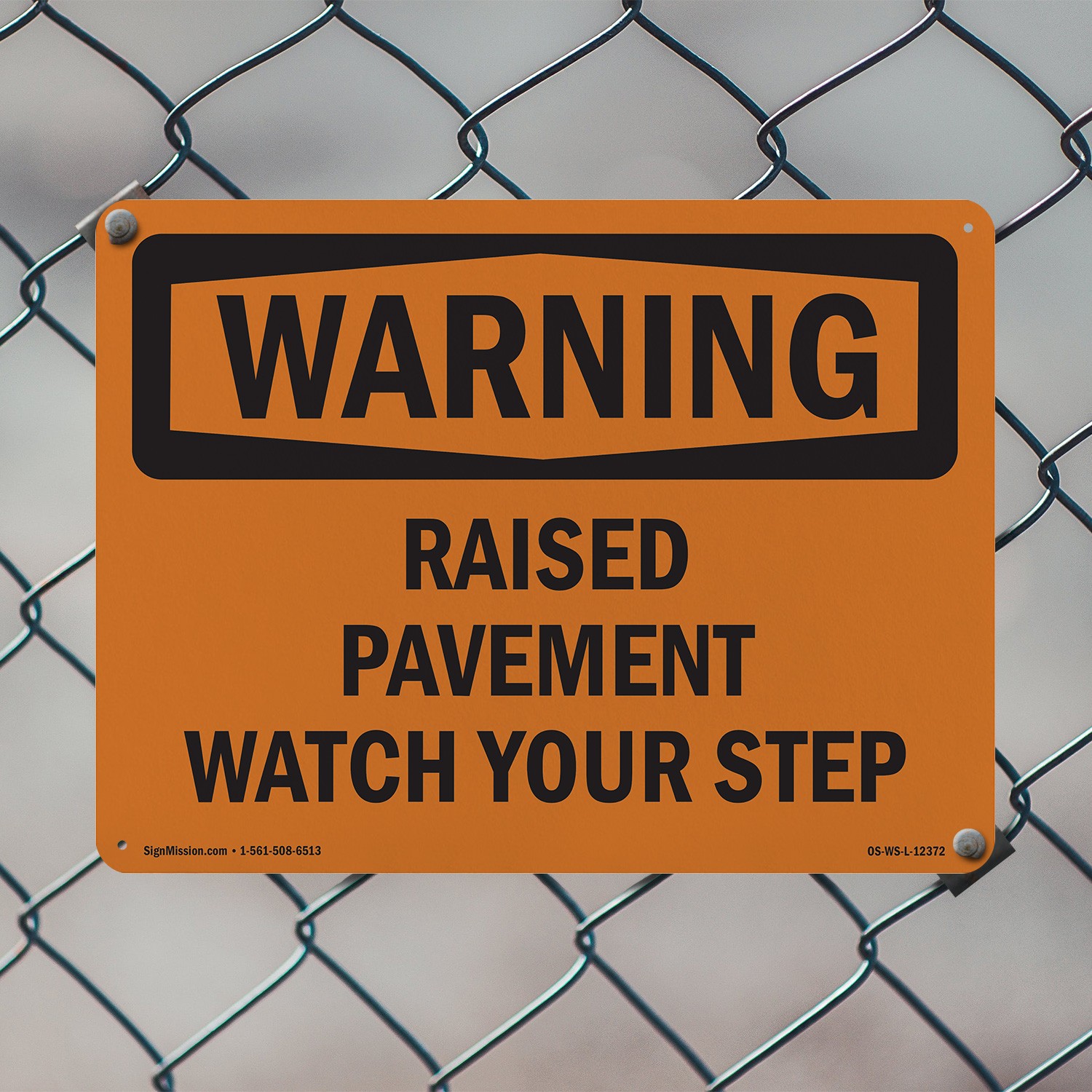 Raised Pavement Watch Your Step OSHA WARNING Sign Metal, Decal – 5 or 10 Pack