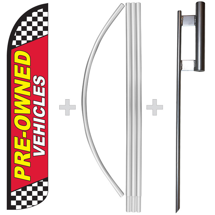 Pre-Owned Vehicles Red 15&prime; Tall Windless Swooper Feather Banner Flag & Pole Kit