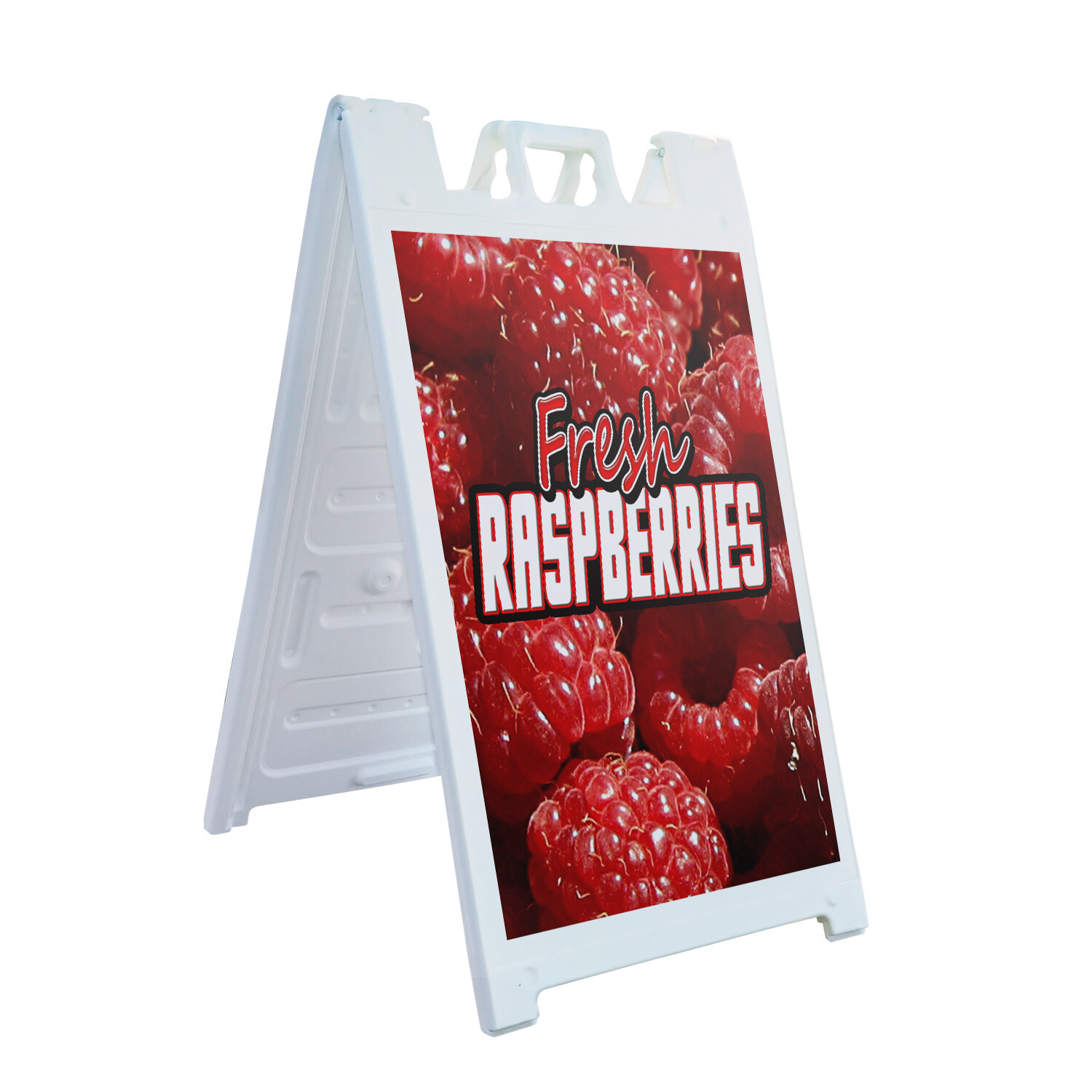 A-frame Sidewalk Coroplast Fresh Raspberries 24&Prime; x 36&Prime; Double Sided A-Frame Side