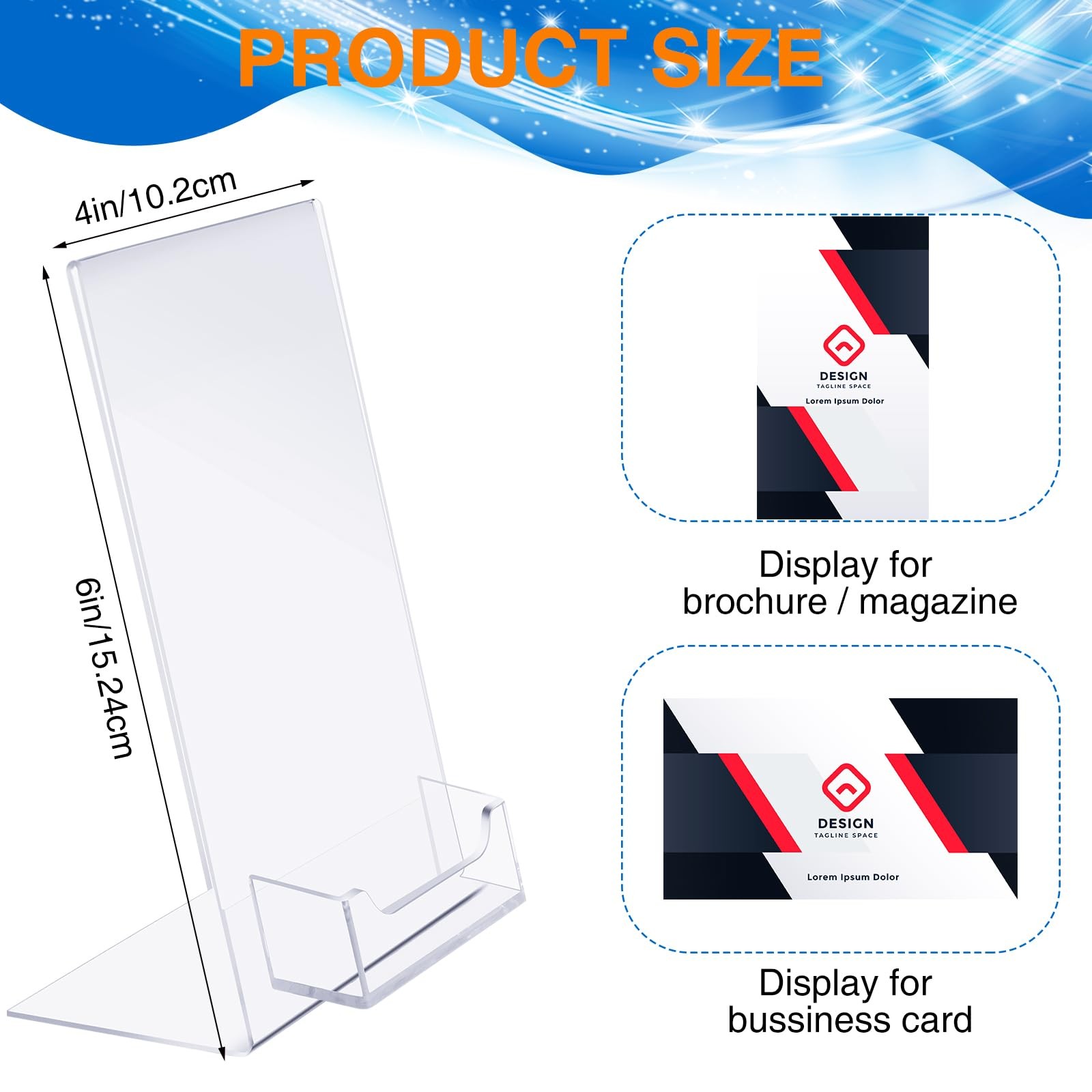 Remerry 12 Pcs Acrylic Sign Holder with Business Card 4 x 6 Inch, clear