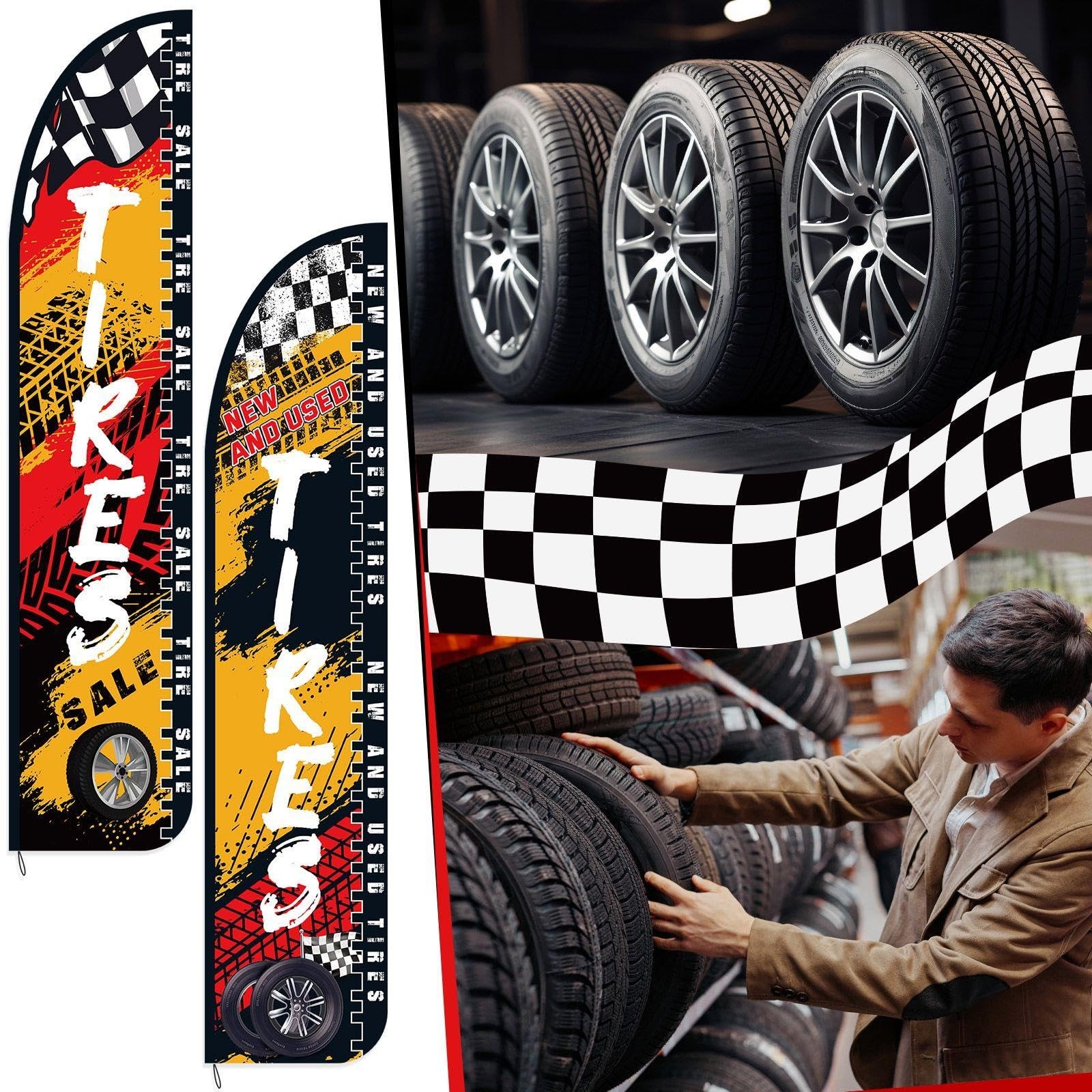 Hunnmingre 2 Pack 12 Feet Tire King Flags And Use Tires Shop Feather Flags For