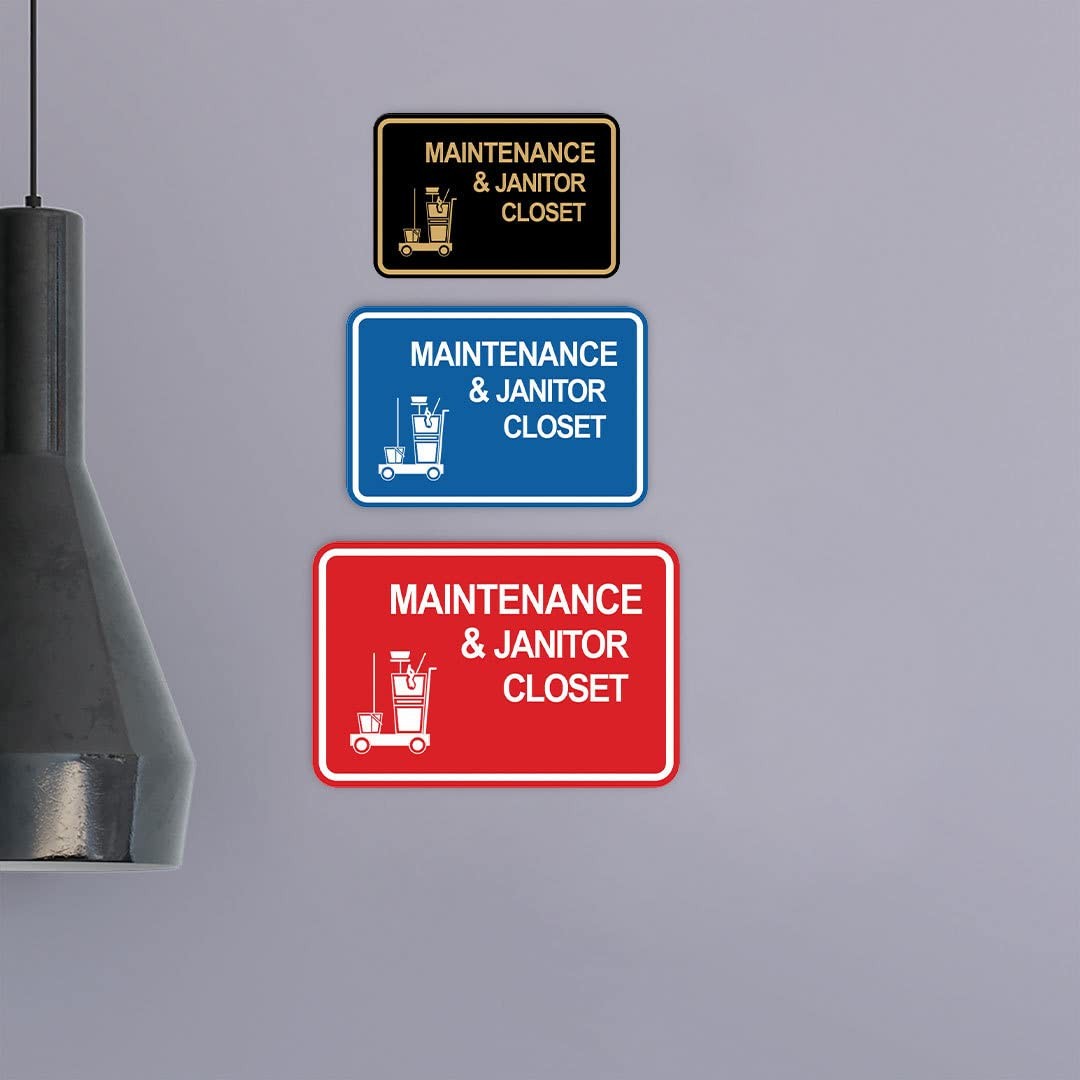 Classic Framed Maintenance & Janitor Closet Sign (Black) – Large 1 Pack