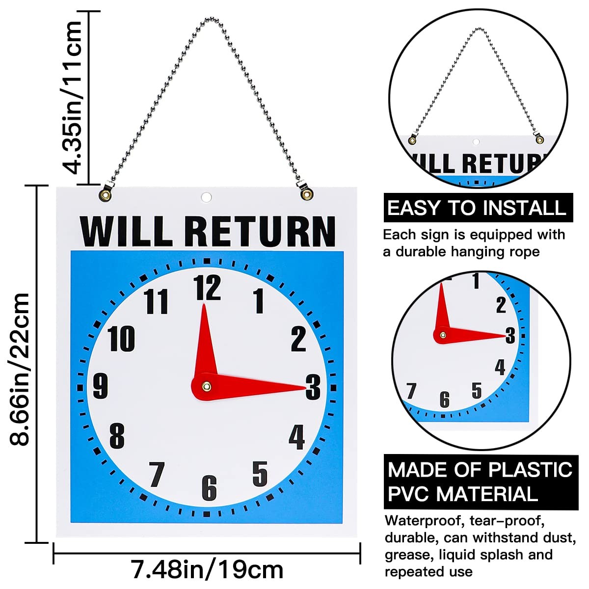 « Double-Sided Open/Closed Sign with Clock Hands for Business & Retail Use »