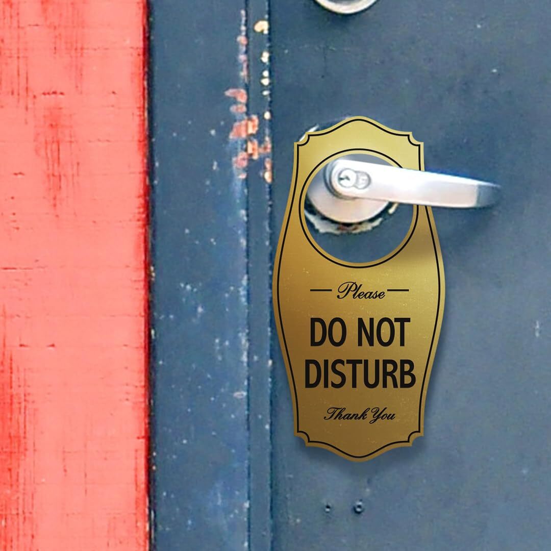 Do Not Disturb Door Hanger 4×8 Inch Black Gold Sign Privacy Notice 1 Pack