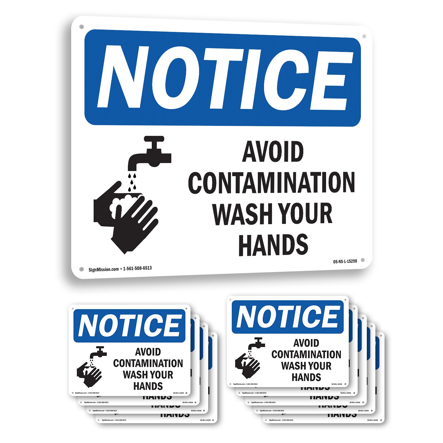 Avoid Contamination Wash Your Hands OSHA Notice Sign Or Decal – 5 or 10 Pack