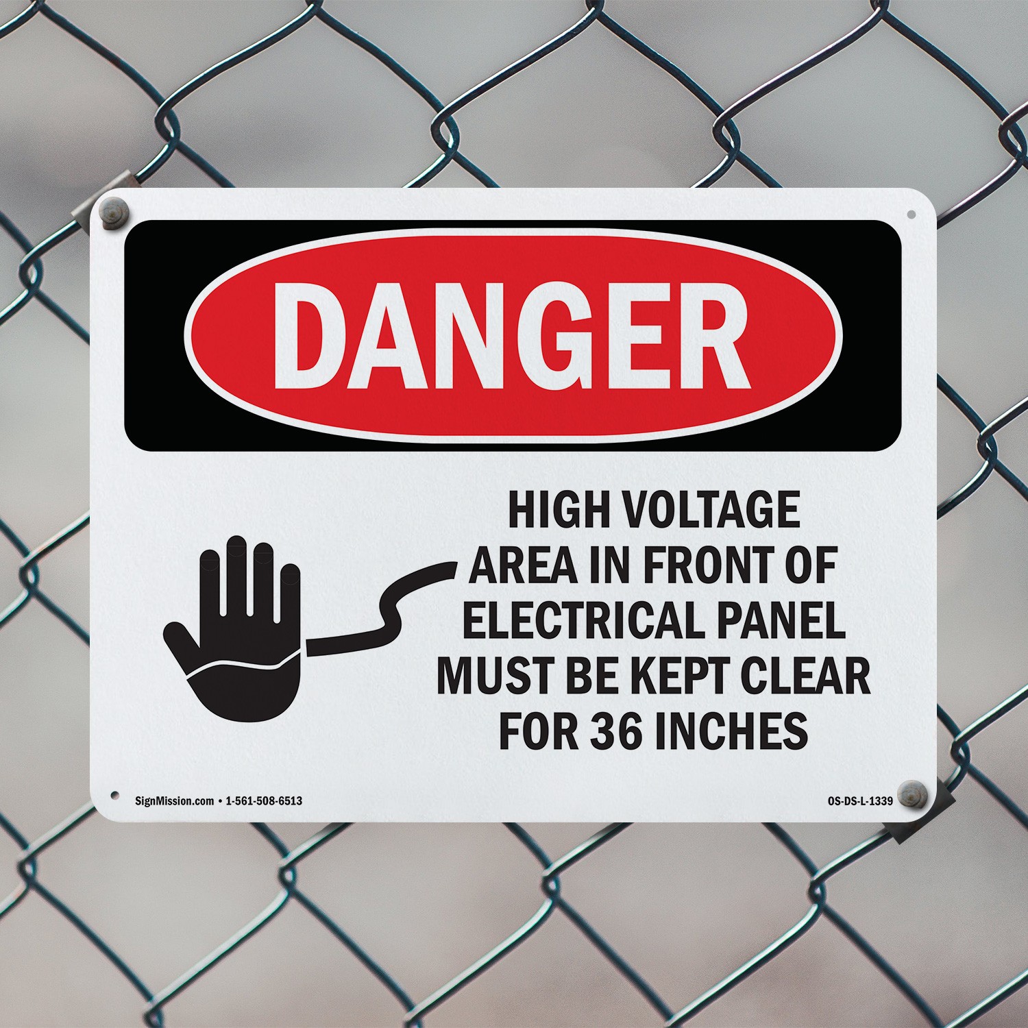 High Voltage Area Electrical Panel 36 Inches OSHA Danger Sign, Decal 5/10 Pack