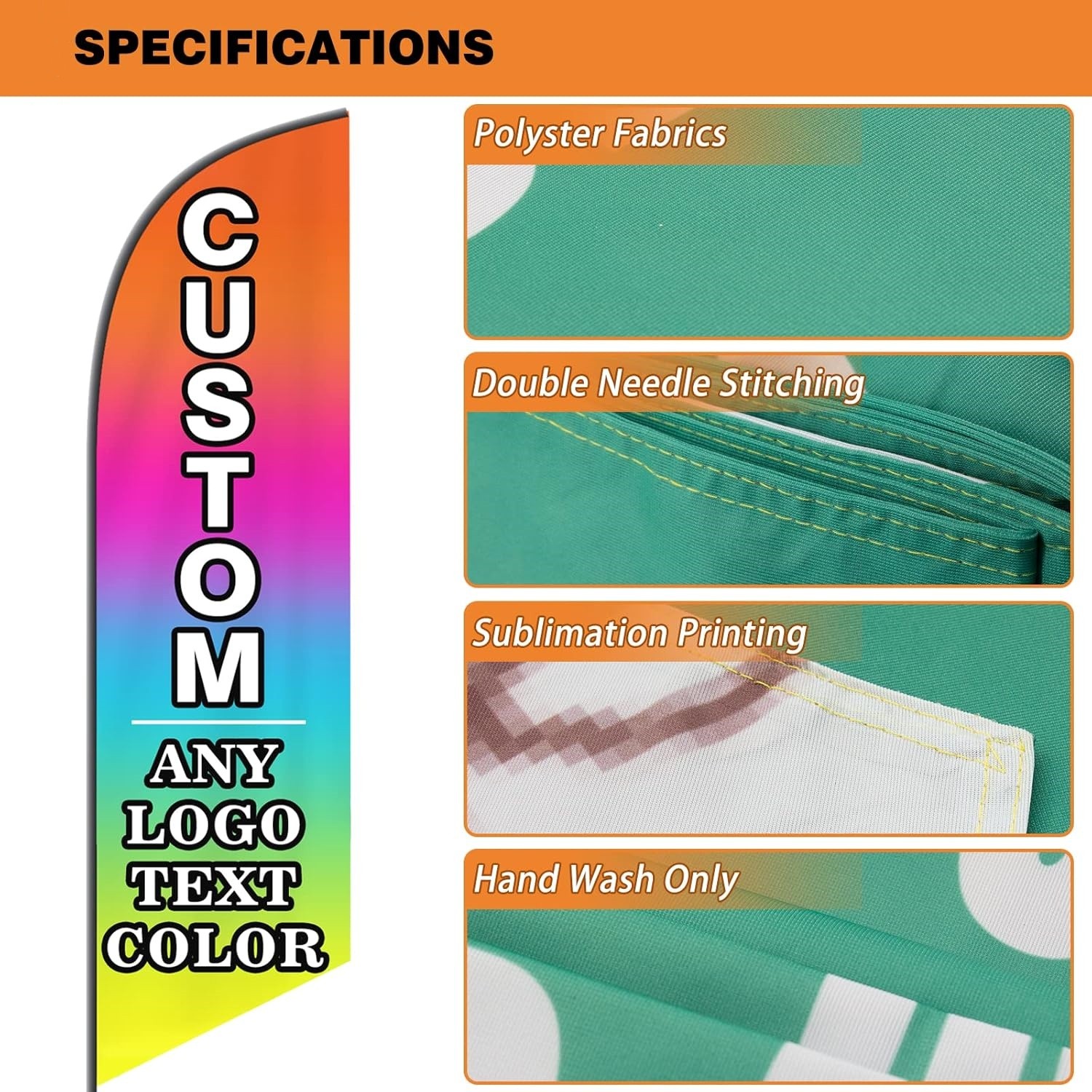Custom Advertising Feather Flag Personalized Logo Text Sign for Outside Business