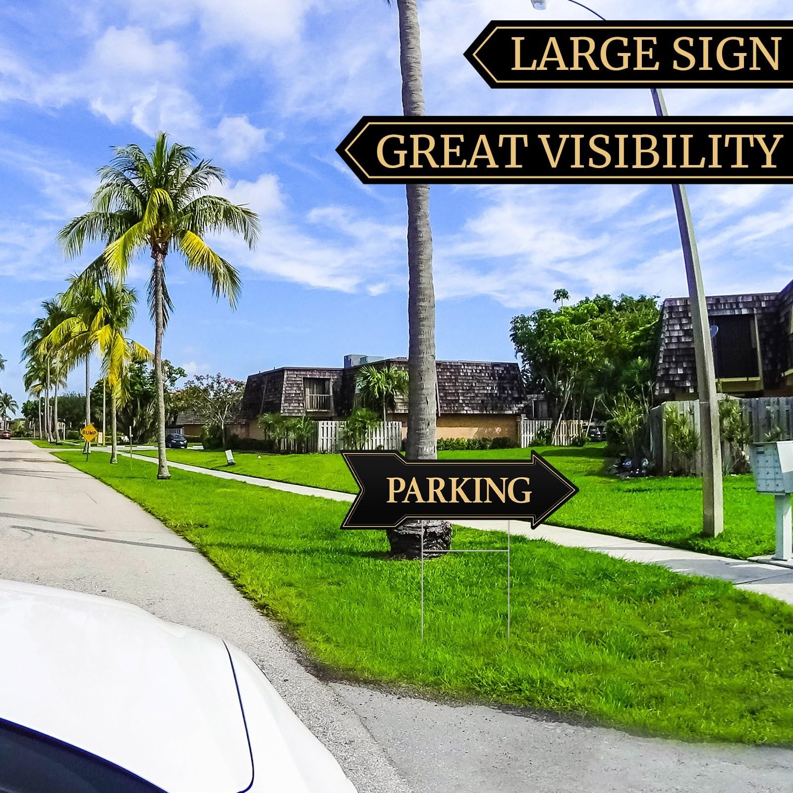 3-Pack Double-Sided Arrow Parking Signs with Metal Stakes – 17×6 Inch Wedding Ev