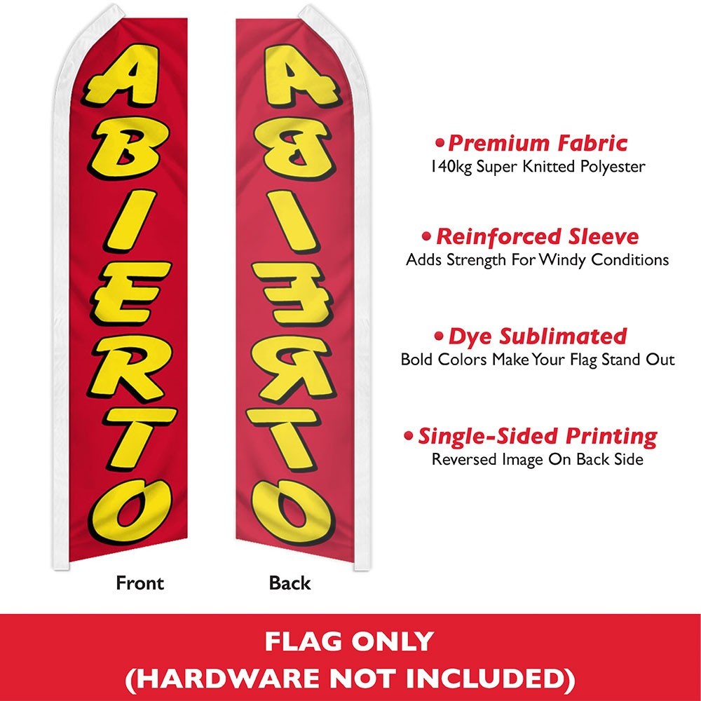 Abierto Advertising Swooper Feather Flutter Flag We&rsquo;re Open Flag