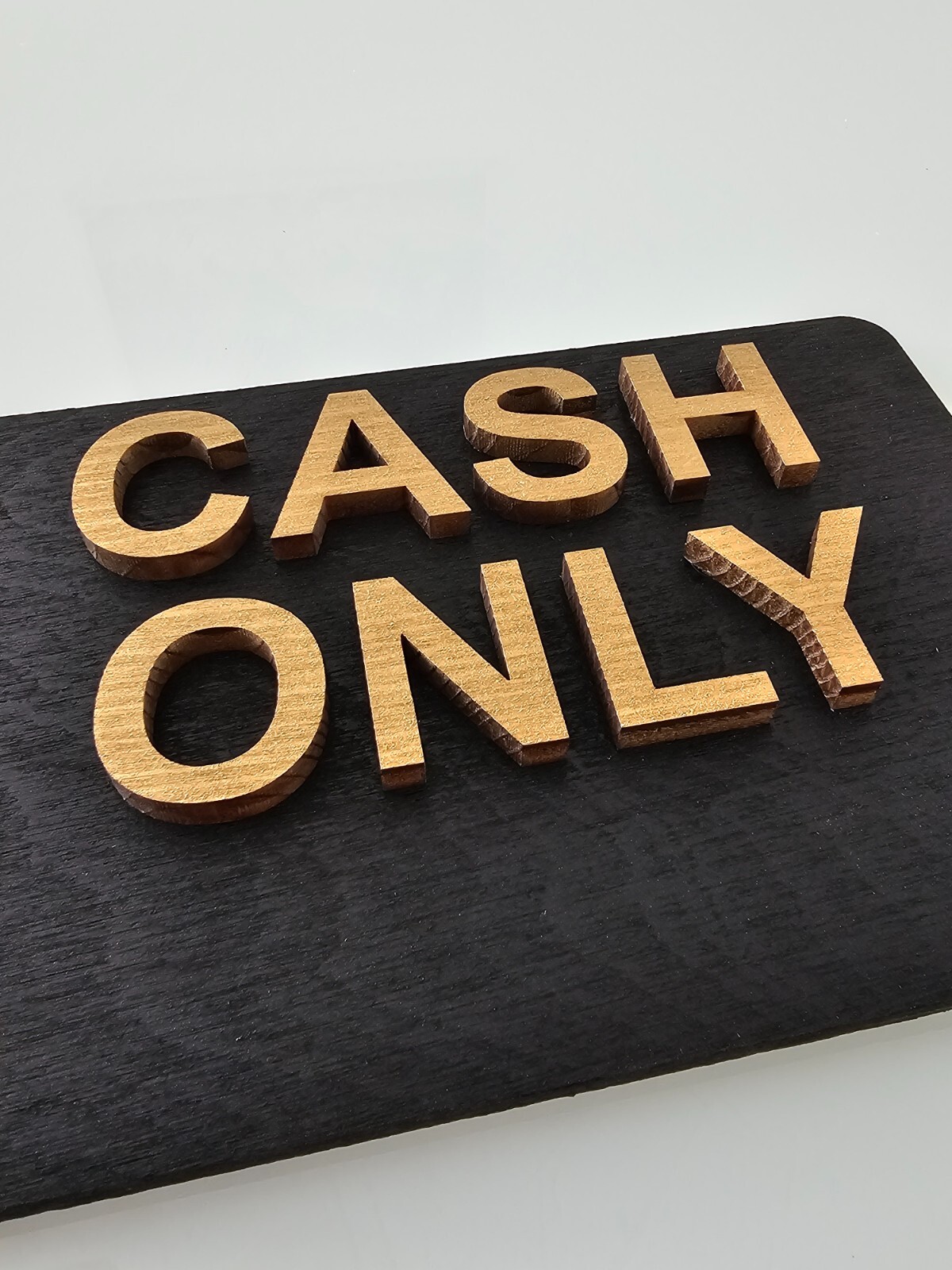 Cash Only Sign – Wooden 3D Business Sign | No Credit Cards Accepted