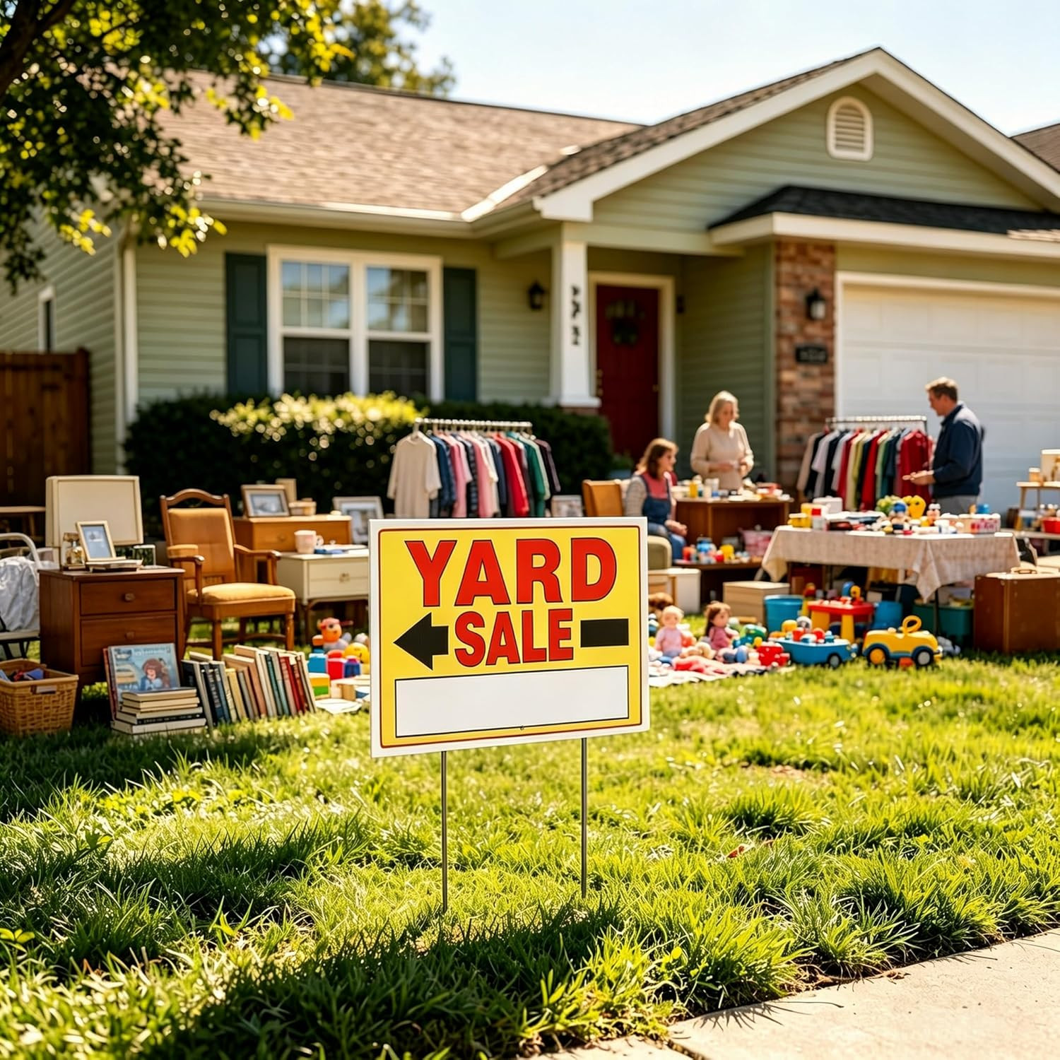 Yard Sale Signs 4 Pack, 18” X 13” Double-Sided Printed Waterproof Yard Signs wit