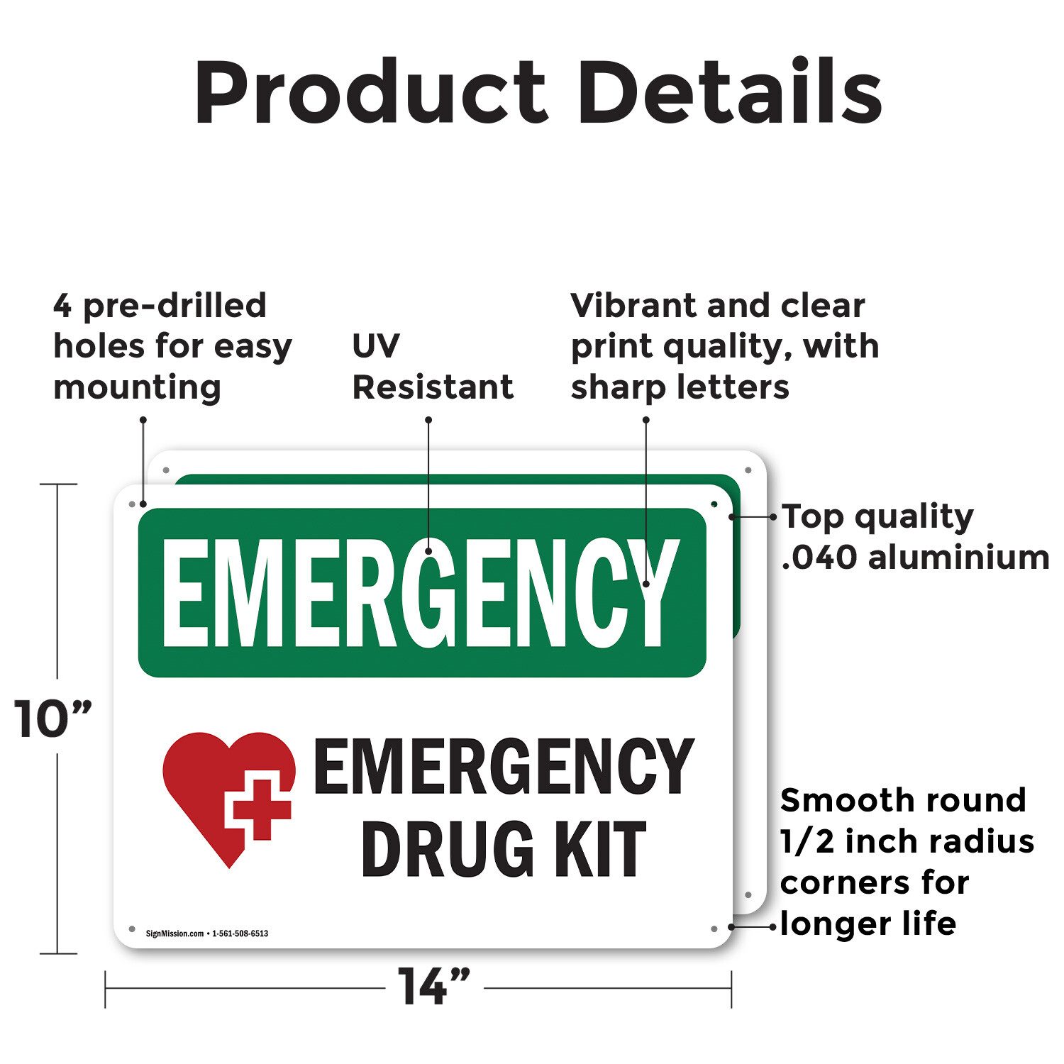 (2 Pack) Drug Kit With Symbol OSHA Emergency Sign Decal Metal Plastic