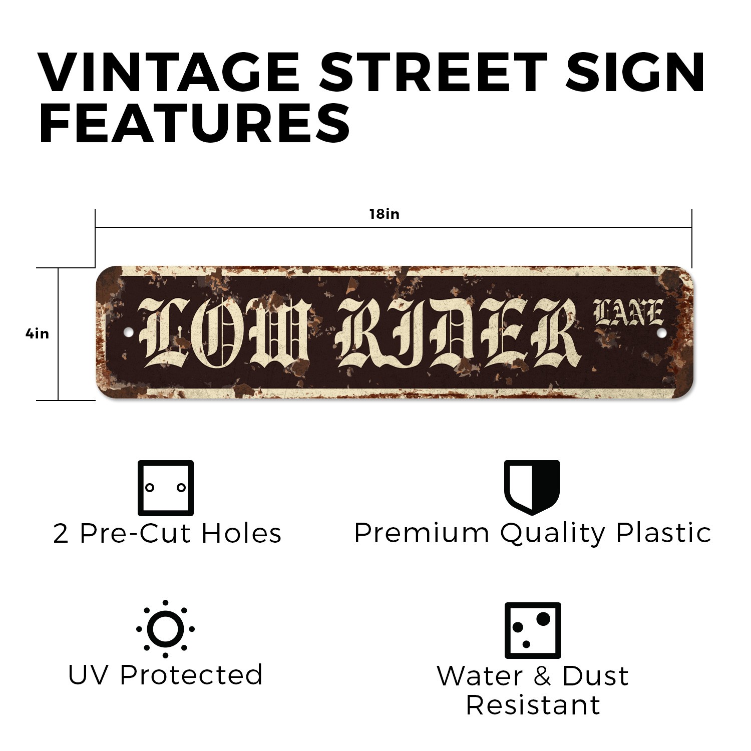 LOW RIDER Vintage Style Street Sign Metal Plastic lowrider chrome rims car truck