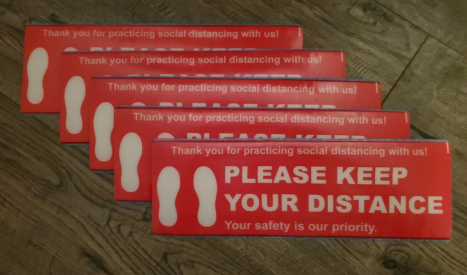 15 Pack Social Distancing FloorWall Decal Sign 12&Prime;×4&Prime; Heavy Duty Laminated Vinyl