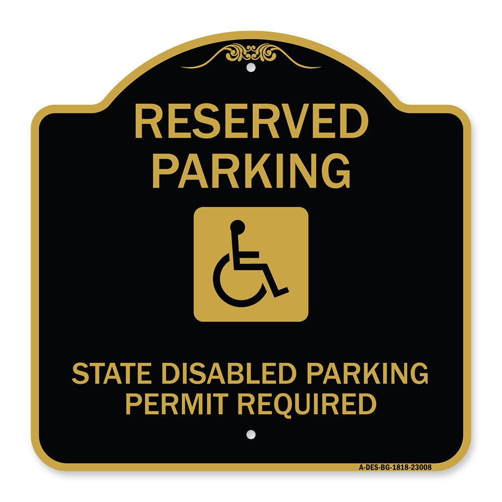 Reserved Parking State Disabled Parking Permit Required (Handicapped Symbol)
