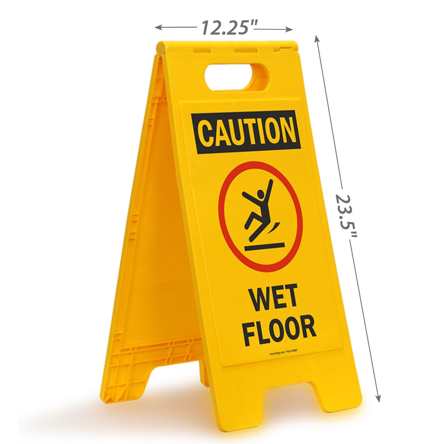 Caution Wet Floor Folding Sign Graphic 25×12 Inch Black/Red On Yellow