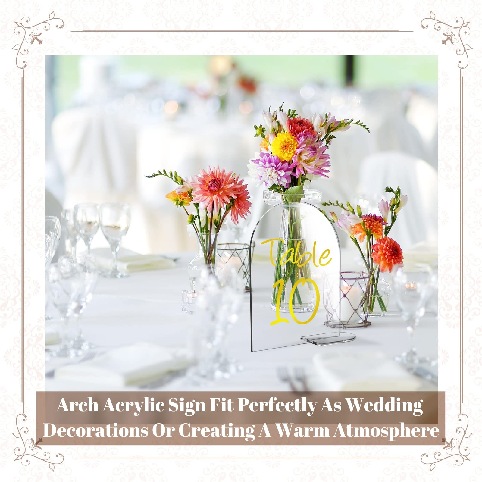 25 PCS Clear Arch Acrylic Sign Stand Blank Round Top Table Number 4×6 Inch