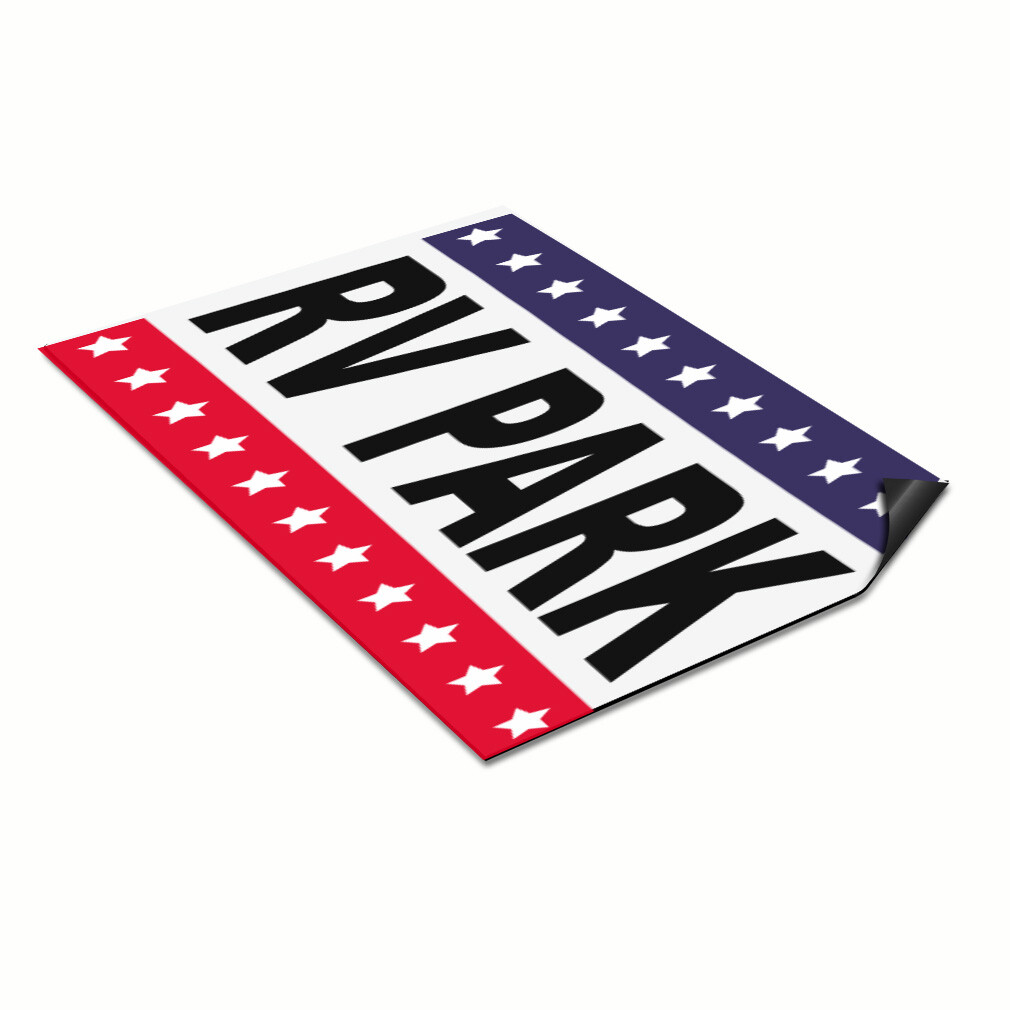 Car Magnet Set of 2 Rv Park Black Red Blue Car Advertising Industrial Sign