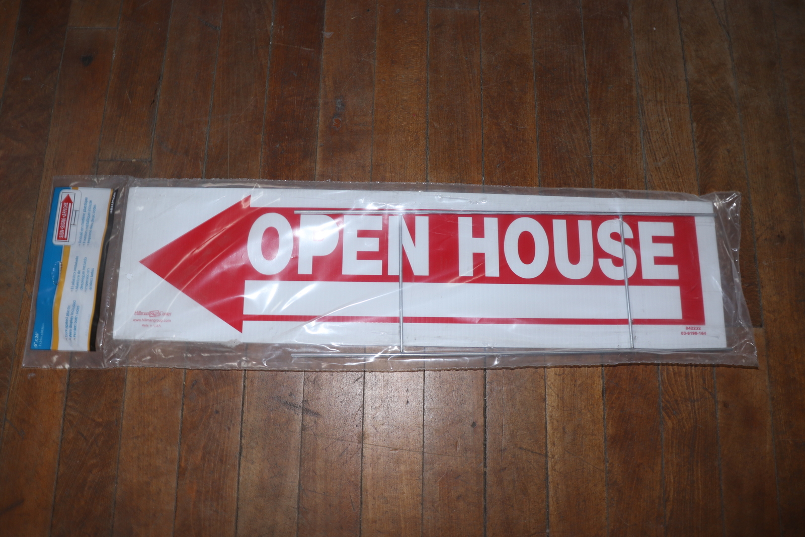 Hillman Open House Arrow Sign with Space for Fill In 6&Prime; x 24&Prime; 842232